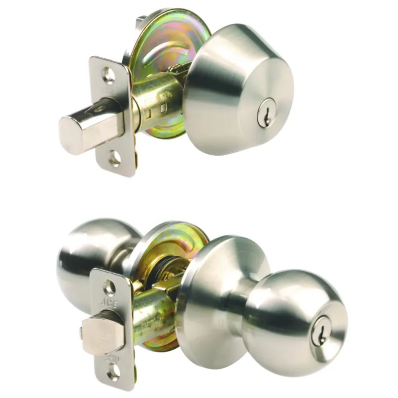 Ball Satin Nickel Knob And Deadbolt Set 1-3/4 In. Ansi Grade 3
