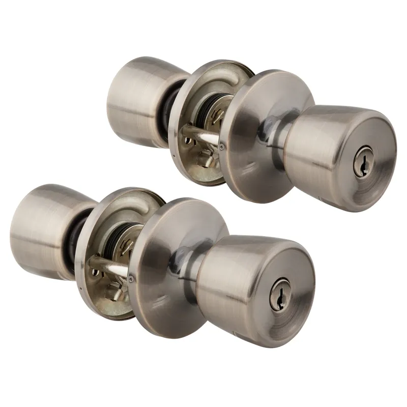 Ace Tulip Antique Brass Steel Double Entry Door Kit ANSI Grade 3 1-3/4 In.
