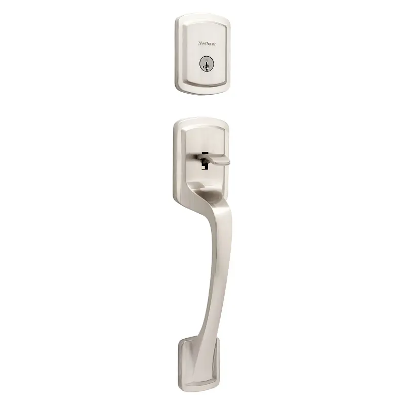 Prague Smartkey Entry Door Handleset, Satin Nickel