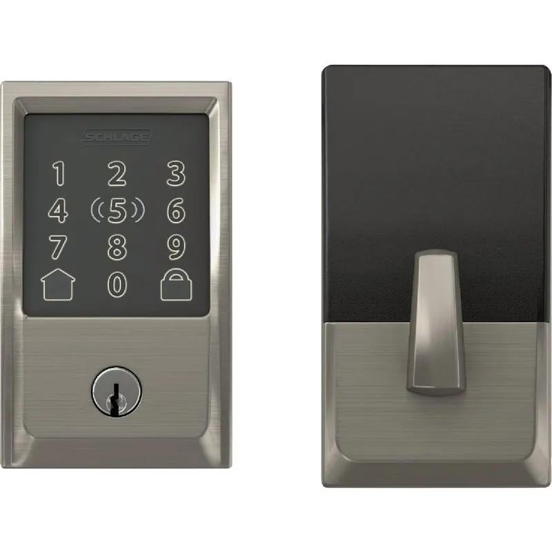 Encode Plus Smart Wifi Deadbolt With Century Trim In Satin Nickel