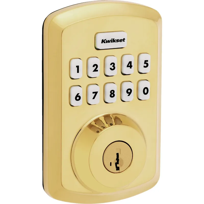Power Keyless Entry Deadbolt, Brass