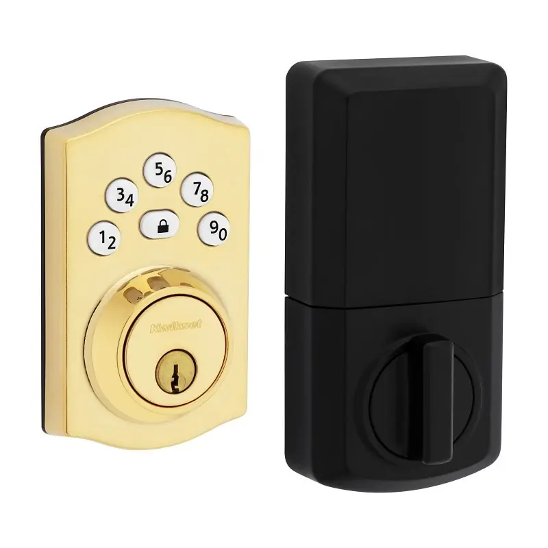 Powerbolt Polished Brass Zinc Electronic Deadbolt With Keypad And Adjustable Features