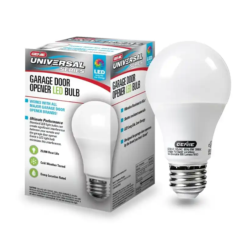 Genie Title 20 Approved A19 E26 (Medium) LED Garage Bulb Warm White 60 Watt Equivalence 1 Pk