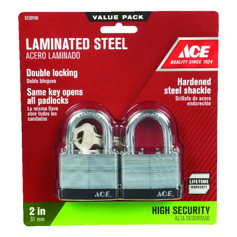 Ace 1-1/2 In. H X 2 In. W X 1-1/16 In. L Steel Double Locking Padlock 2 Pk Keyed Alike