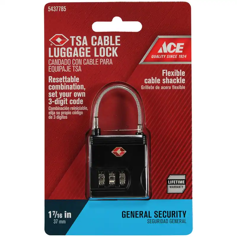 Ace 1-9/16 In. H X 1-7/16 In. W X 1/2 In. L Die-Cast Zinc 3-Dial Combination Luggage Lock 1 Pk