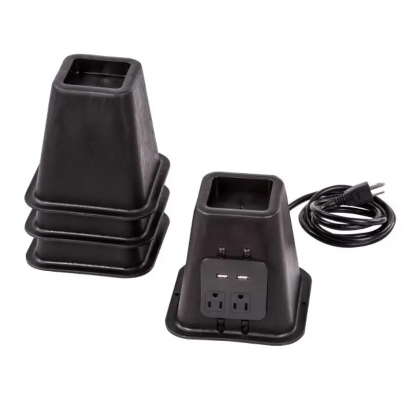 6 In. H Plastic Bed Riser, 4 Pack, Black, Model Sto-09675