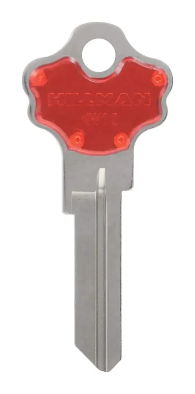 HILLMAN ColorPlus Traditional Key House/Office Key Blank Single Red/Silver
