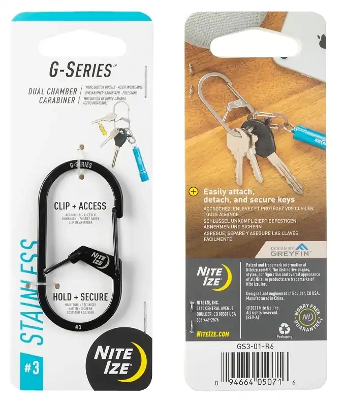 Nite Ize G-Series Stainless Steel Black Dual Chamber Carabiner