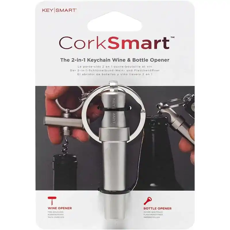 Corksmart Stainless Steel Silver Bottle Opener Keychain - Model Ks821-ss