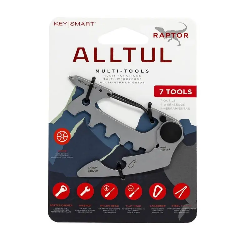 AllTul Mutlitool, Raptor Key, Stainless Steel, 6 Tools In 1