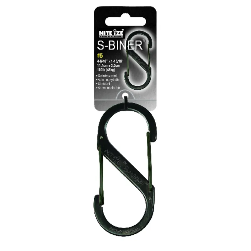 S-biner Size 5 100 Lb. Capacity Black Stainless Steel Key Ring