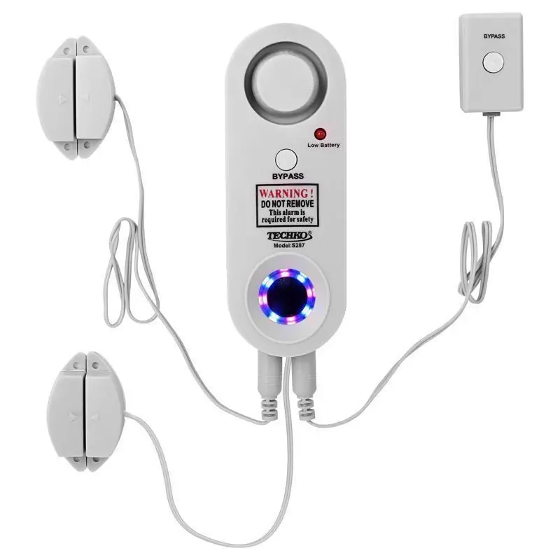 S287 Battery Powered/plug-in White Security Alarm For Indoor And Outdoor Use