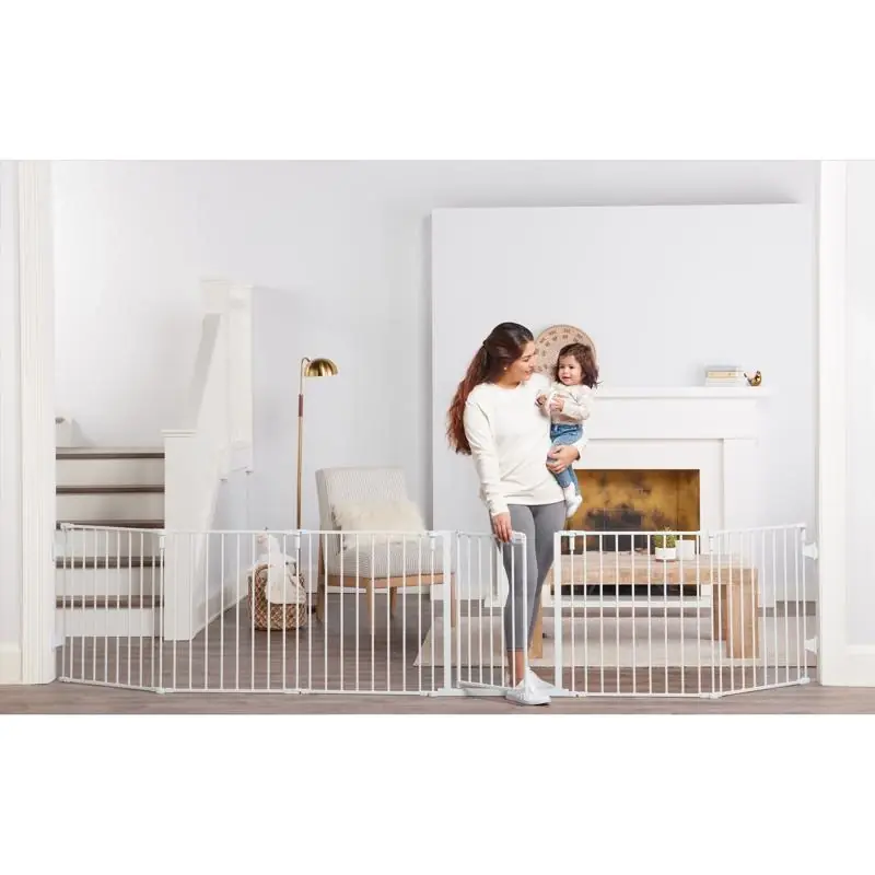 White 28 In. H X 144 In. W Metal Safety Gate For Home Security