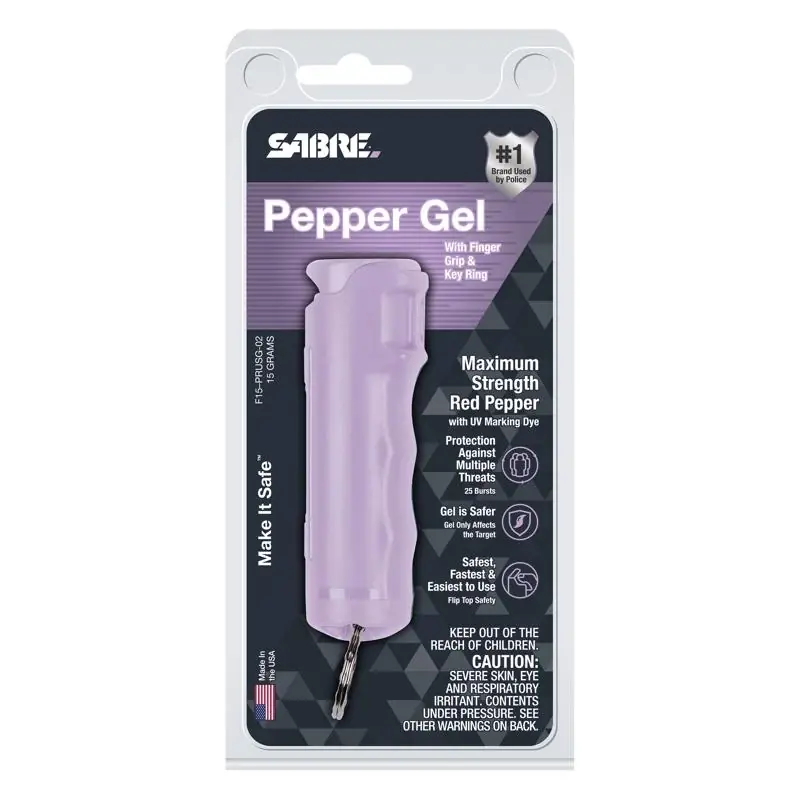 Lavender Plastic Gel Pepper Spray - 0.54 Oz, 12 Ft Spray Distance, Model F15-prusg