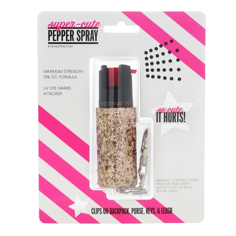 Rose Gold Plastic Pepper Spray With Keychain Clip - Model Scp Rgld