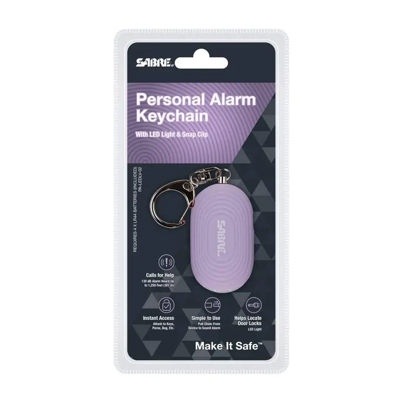 Lavender Personal Alarm With Led Light And Snap Hook - Model Pa-ledlv-02