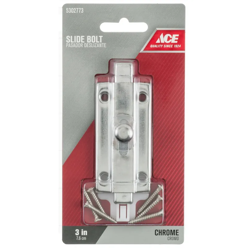 Chrome Slide Bolt For Doors, Windows, Cabinets - Model 01-3085-122