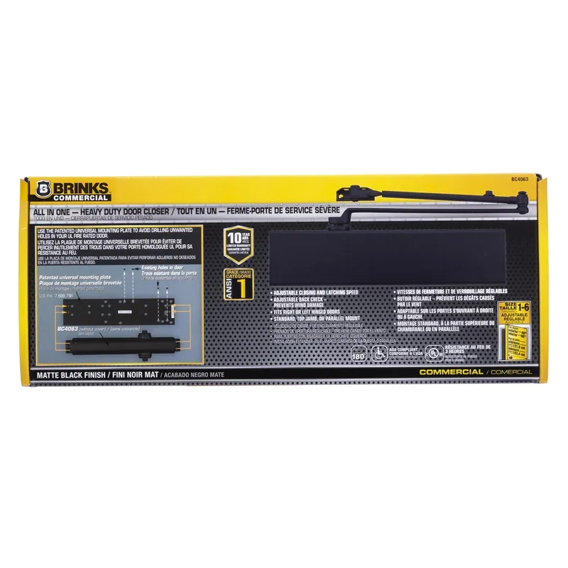 Commercial Matte Black Metal Hydraulic Adjustable Door Closer Grade 1 Model Bc4063