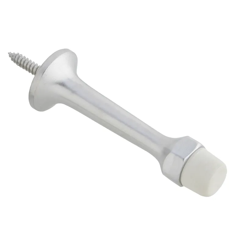 3-3/16 In. W X 7/8 In. L Aluminum Polished Nickel Door Stop With Rubber Tip