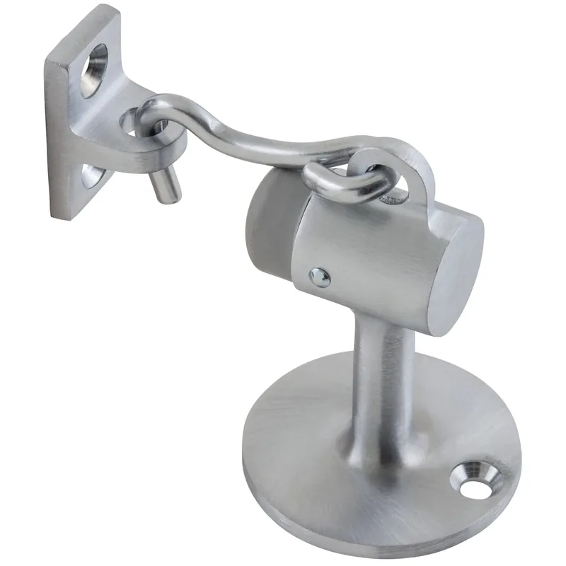 Brass Satin Chrome Silver Door Stop 2-1/2 In. Mounts To Floor - Model Bc40076