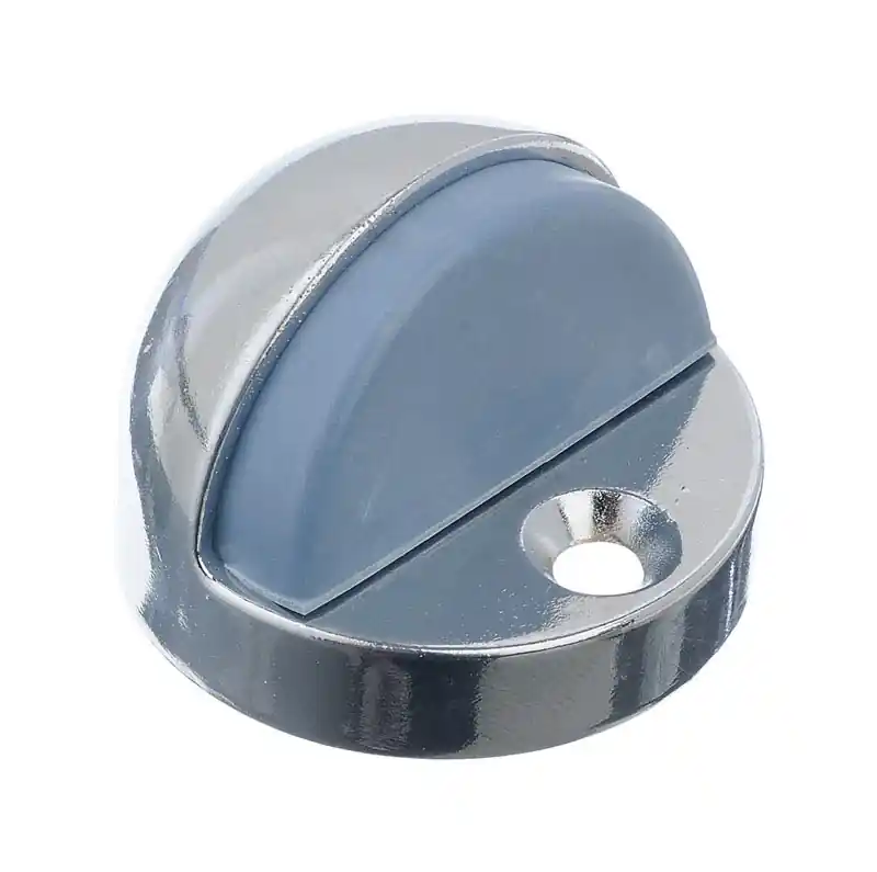 1-3/8 In. H Chrome Metal Silver Door Stop - Floor Mount