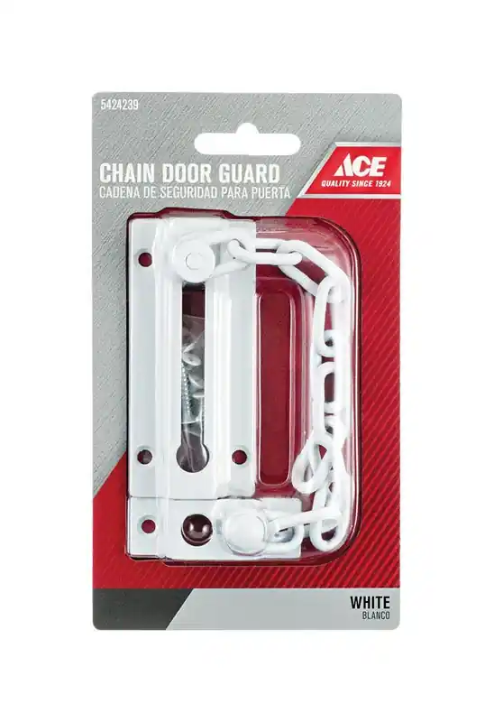 3.38 In. L White Steel Chain Door Guard For Enhanced Security