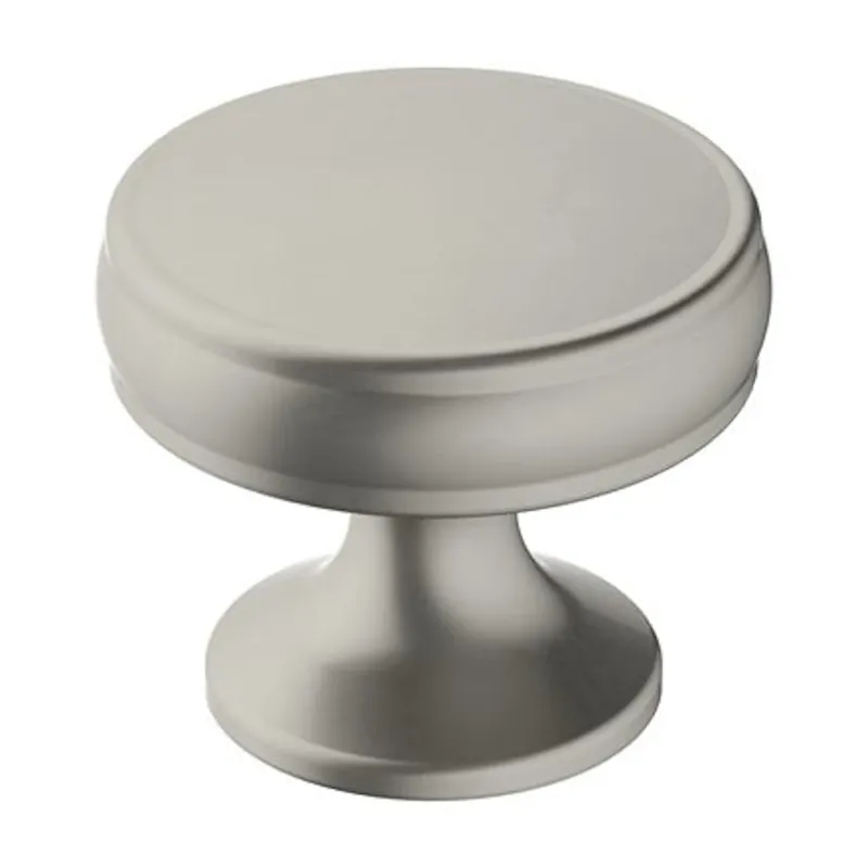 Amerock Renown Traditional Round Cabinet Knob 1-1/4 In. D 1-1/8 In. Satin Nickel 1 Pk