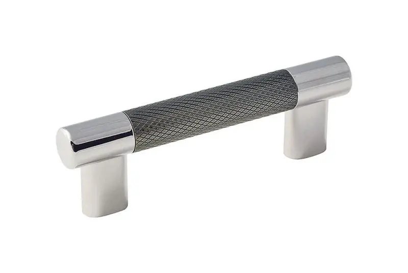 Amerock Esquire Contemporary Bar Cabinet Pull 3 In. & 3-3/4 In. Gunmetal/Polished Nickel Gray 1 Pk