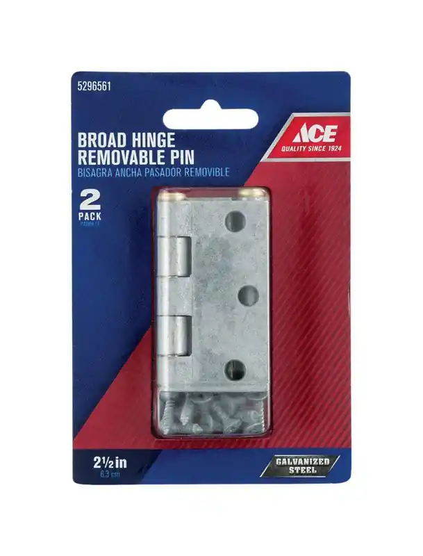 Ace 2-1/2 In. L Galvanized Broad Hinge 2 Pk