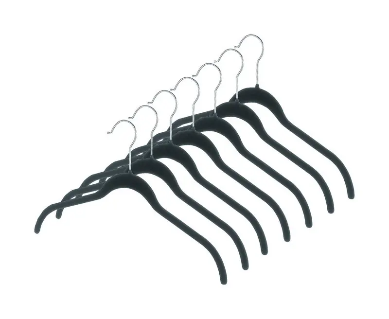 Whitmor 9 In. H X 1/10 In. W X 16-1/4 In. L Plastic Black Flocked Hanger 7 Pk