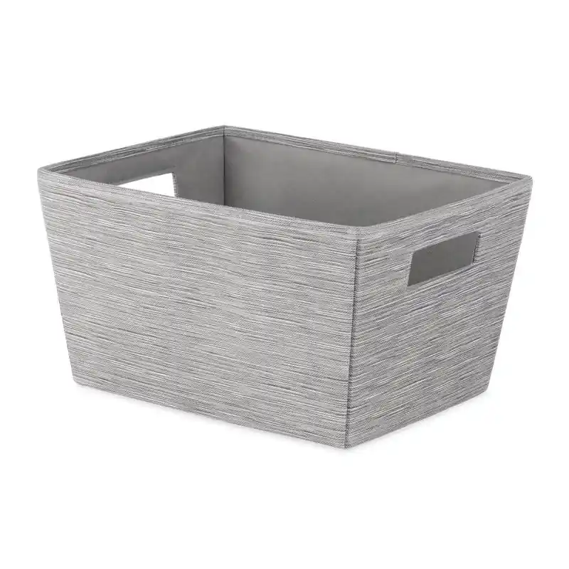 Gray Canvas Shelf Tote 7.5 In. H X 13 In. W X 10 In. D Stackable Storage