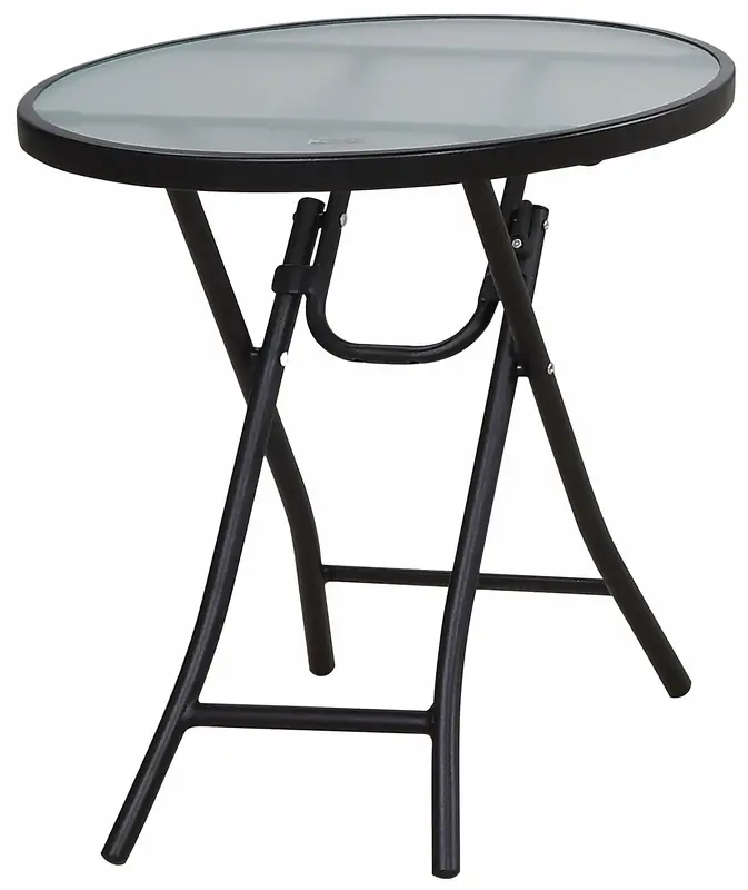 Black Round Glass Folding Side Table - Model Tgs18zk