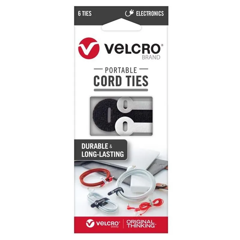 VELCRO Assorted Nylon Bundle Ties – 6‑Pack