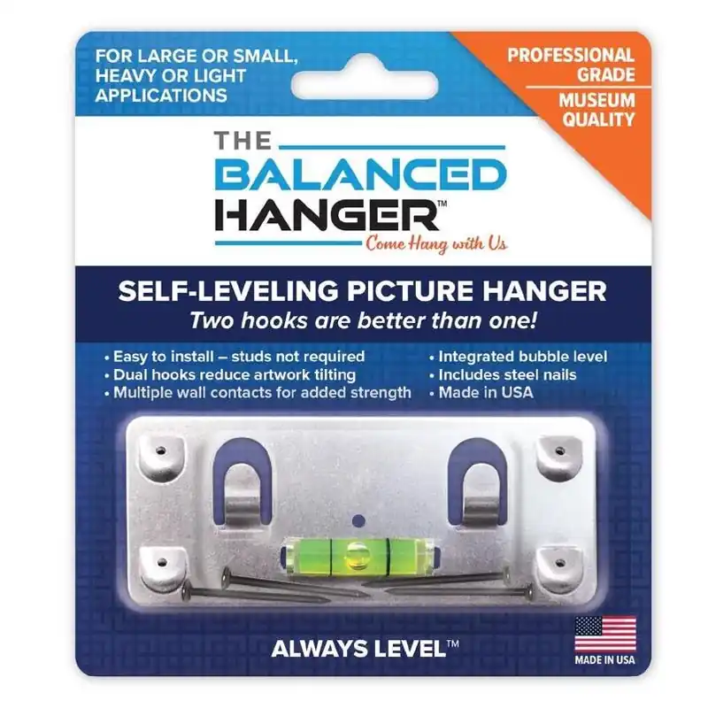 Silver Heavy-Duty Mirror & Picture Hanging Kit – 75 lb Capacity – Balanced Hanger Always Level