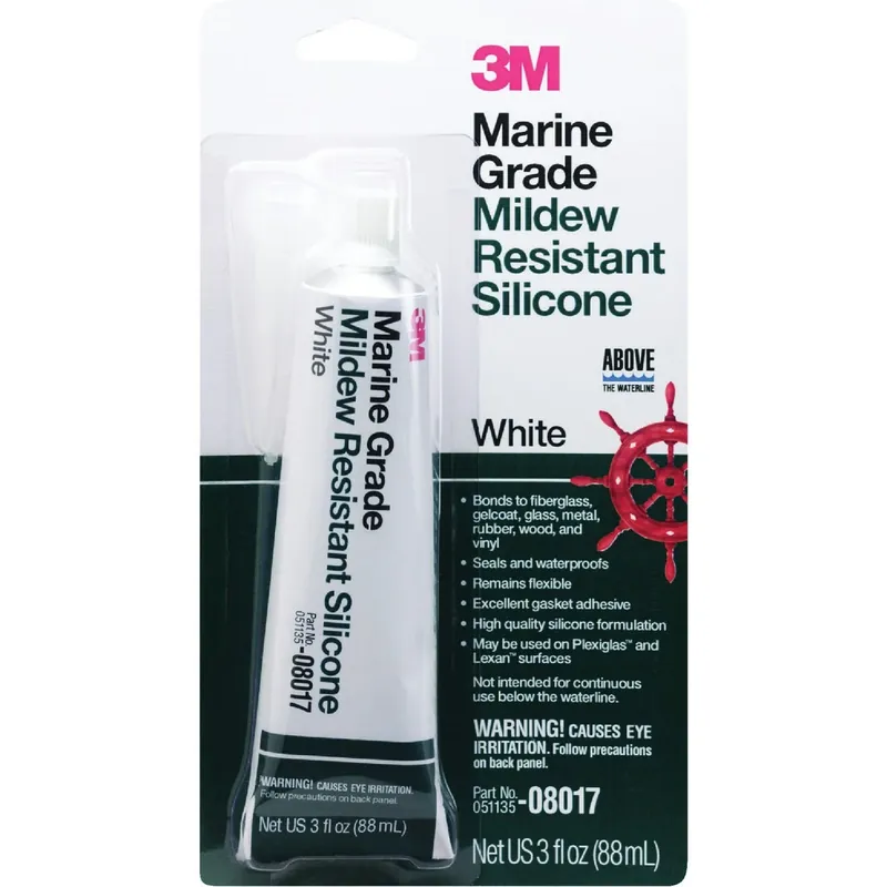 3 Oz. White Marine Grade Mildew-resistant Silicone Sealant 08017