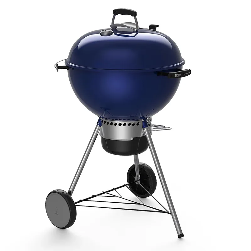 Master Touch Charcoal Grill W/ Hinged BBQ Grate, Blue, 22 In.
