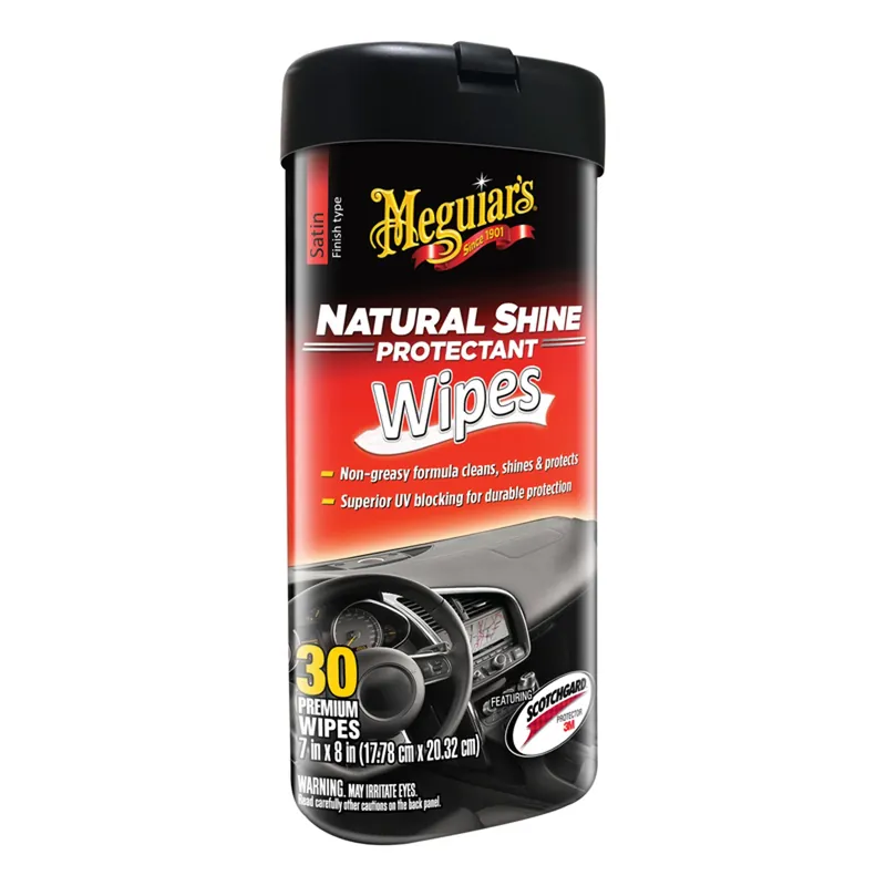 Meguiar‘s Natural Shine Plastic/Rubber/Vinyl Protectant Wipes 30 Ct
