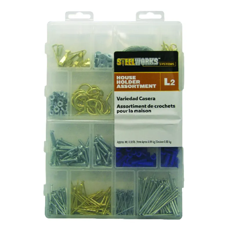 HILLMAN Brass-Plated Assorted House Holder Kit 50 Lb 600 Pk