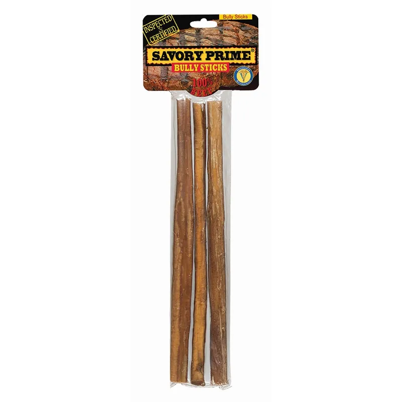 Savory Prime Naturals Beef Grain Free Bully Stick For Dogs 9 In. 3 Pk