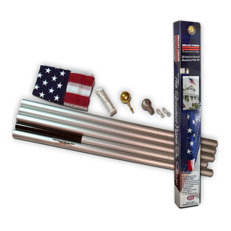 3 Ft. X 5 Ft. Nylon American Flag & 20 Ft. Aluminum Pole Kit
