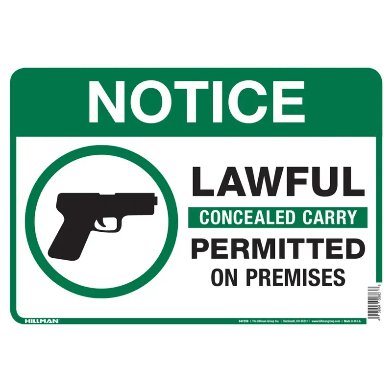 HILLMAN English White Notice Sign 10 In. H X 14 In. W