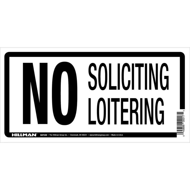 No Soliciting Sign, 5 X 10-In.