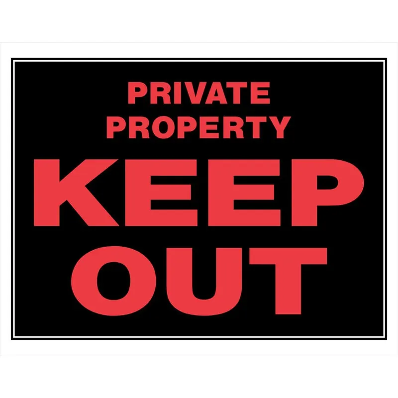 HILLMAN 15×19 In. Black Plastic Private Property Sign – Red Text