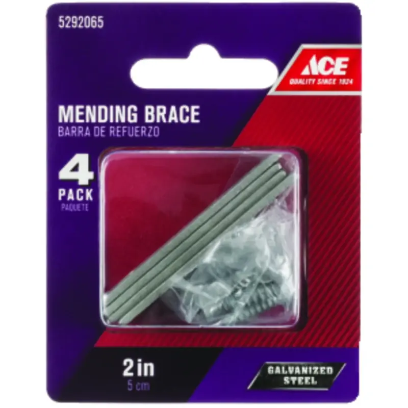 2 In. H X 0.5 In. W X 1.105 In. L Galvanized Steel Mending Brace For Reinforcement