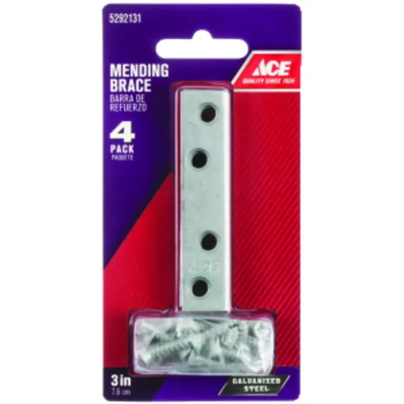 3 In. H X 0.625 In. W X 0.85 In. L Galvanized Steel Mending Brace For Reinforcement