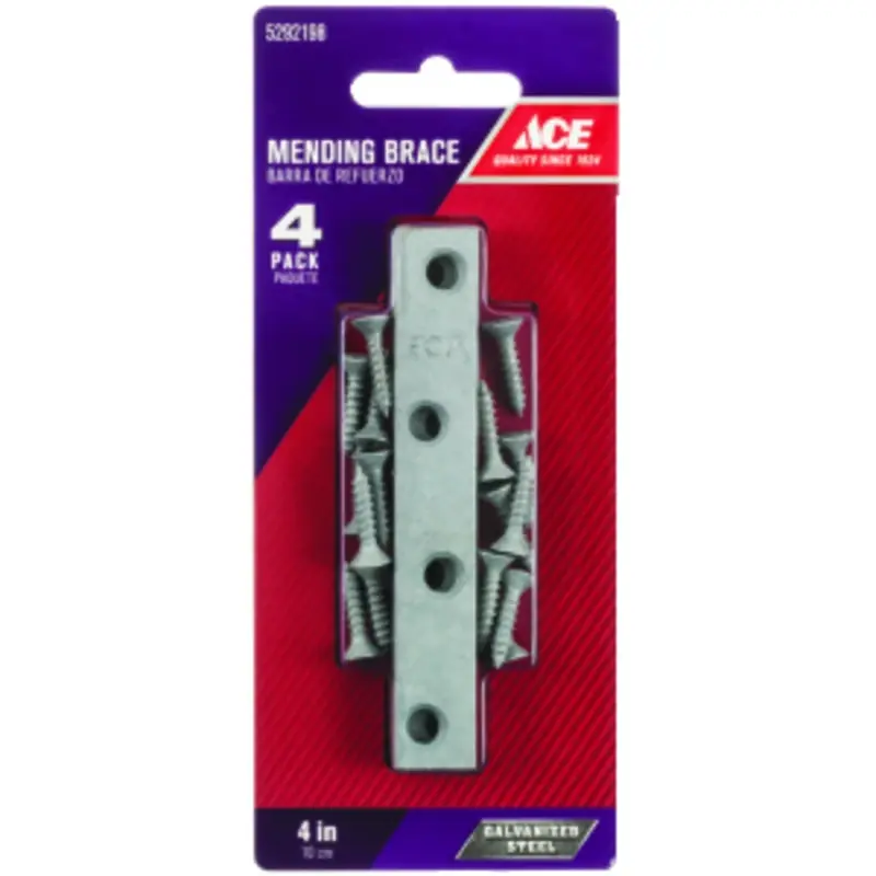4 In. H X 0.625 In. W X 0.73 In. L Galvanized Steel Mending Brace For Reinforcement