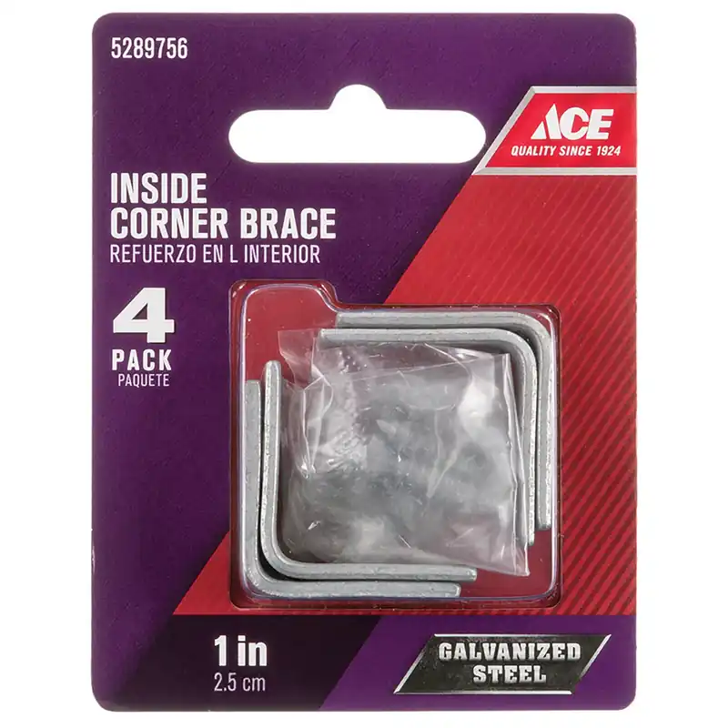 1 In. H X 2.75 In. W X 1 In. D Steel Inside L Corner Brace For Reinforcement