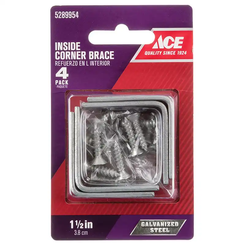 1-1/2 In. H X 2.75 In. W X 1-1/2 In. D Steel Inside L Corner Brace