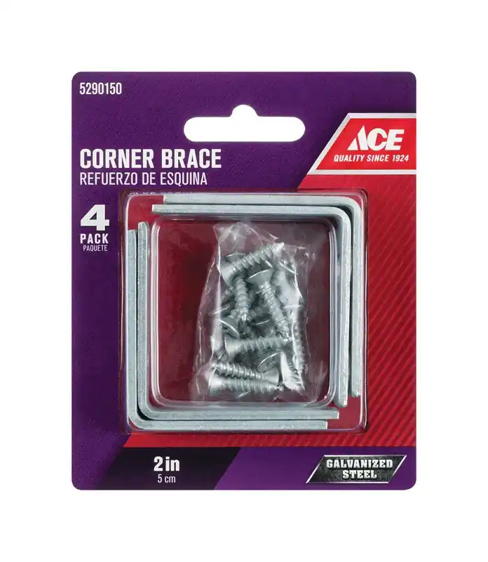 2 In. H X 3.75 In. W X 2 In. D Steel Inside L Corner Brace