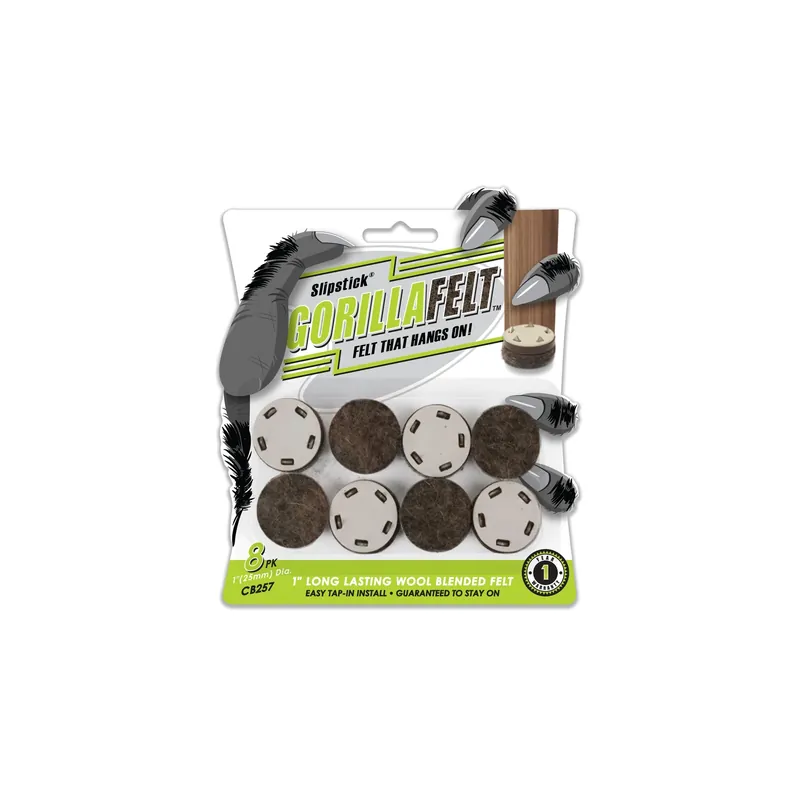 Slipstick GorillaFelt Brown/Gray 1 In. Tap-On Felt Chair Glide 8 Pk